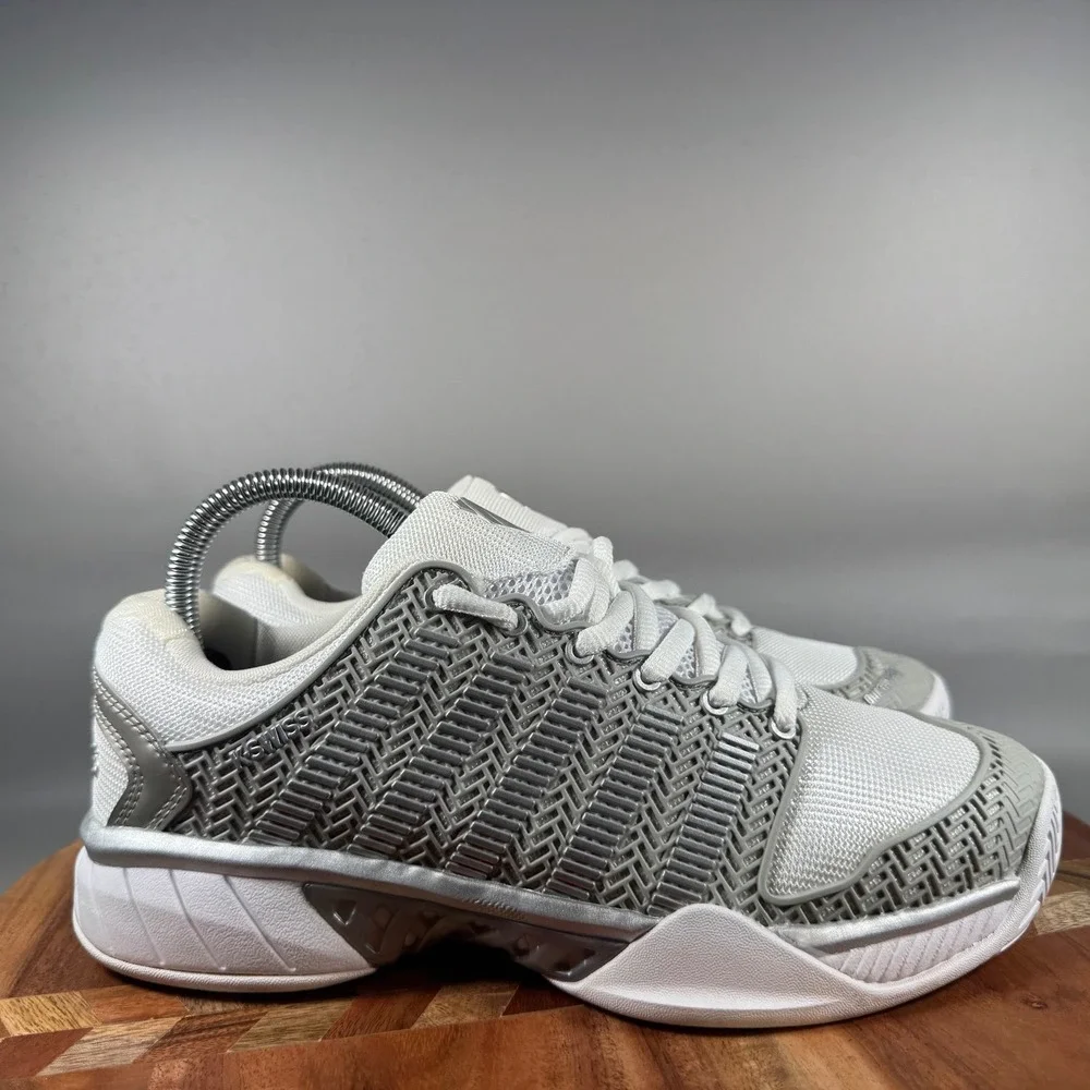 K-Swiss Hypercourt Express Womens 8.5 Tennis Shoes White Silver 93377-153-M Low